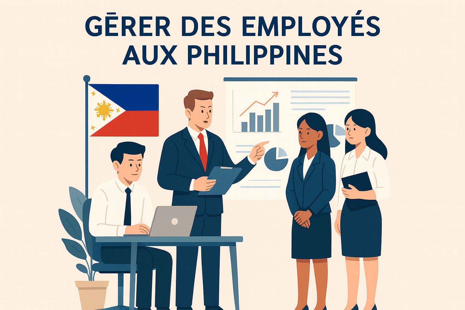 Illustration sur la gestion des employés aux Philippines dans un contexte professionnel.